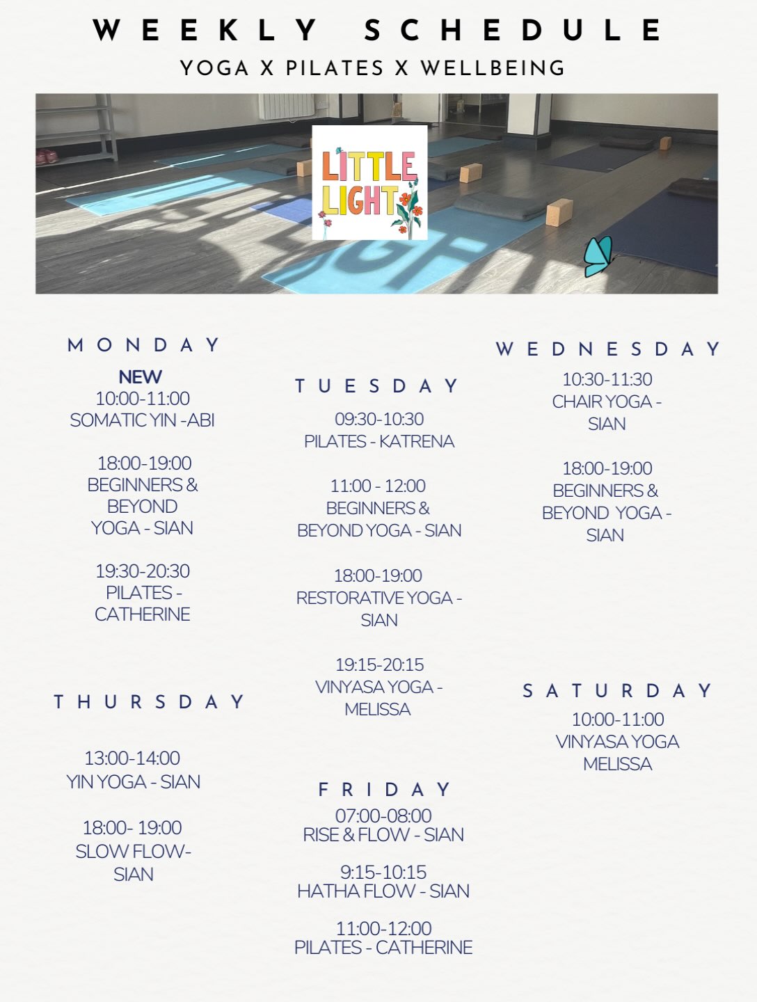 September looks like this…..
NEW to Mondays mornings from 21 September - Somatic Yin with @abi.jam.yoga and your regular classes back this week as usual. Very limited space in some classes.
Block booking to make your class part of your routine, or pay as you go when you need a bit more flexibility.
Not sure what style of yoga is right for you? Check the yoga styles page of the website or drop us a message.
@melissainglesyoga
@abi.jam.yoga
@justbreathe.pilates
@siangulliveryoga